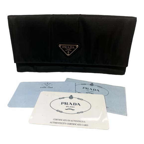 PRADA Tessuto Long Continental Envelope Wallet Nylon Blue Authentic - Picture 1 of 8